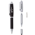 Versatility 4-In-1 Brass Ballpoint Pen w/LED Light/Stylus/Phillips/Flat Head Screwdriver